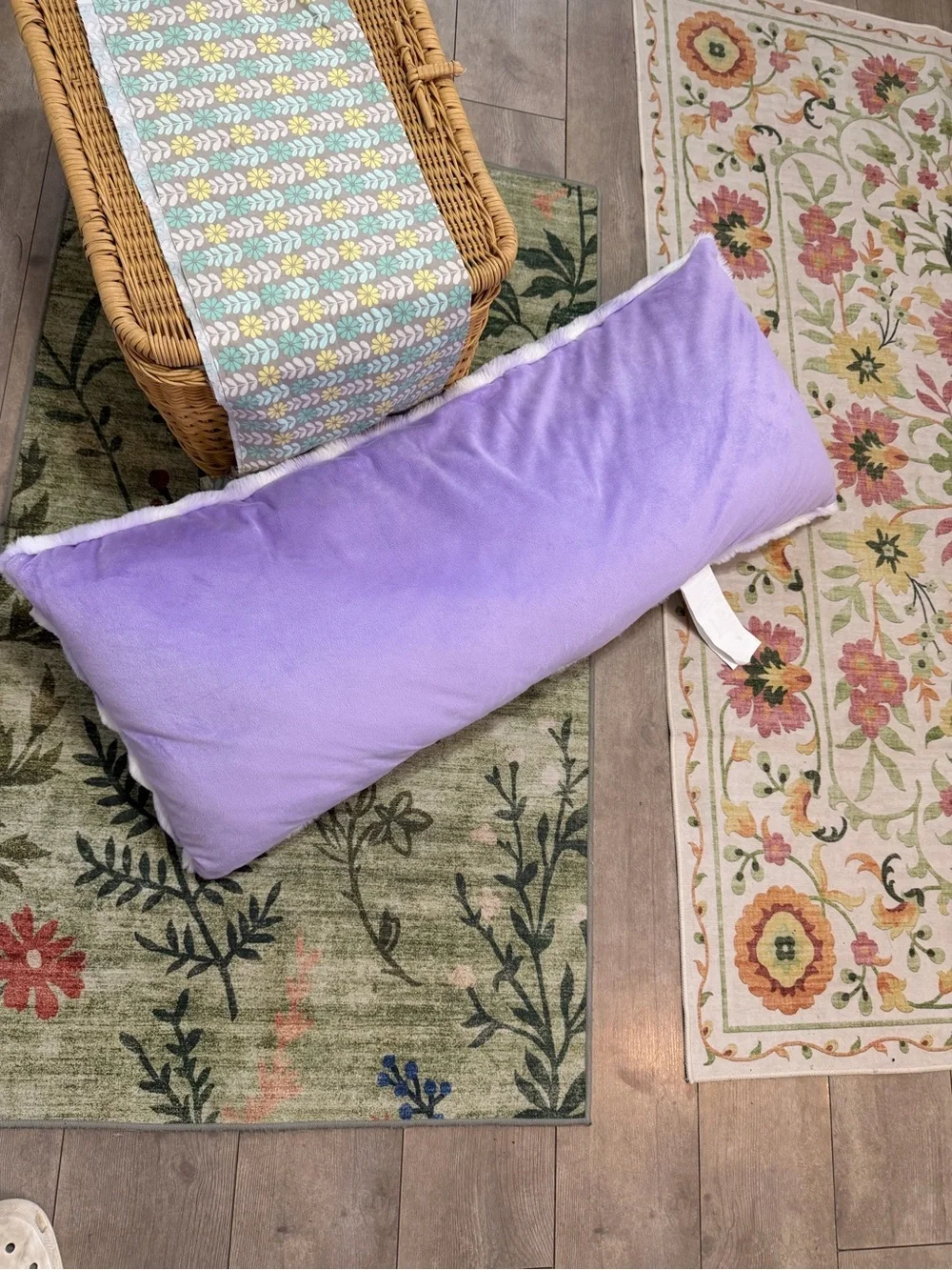 New Large Girl’s Tie Dye Furry Plush Body Pillow Purple White Pillow 16x36”
